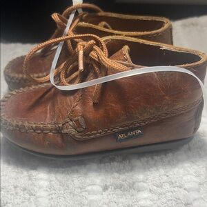 Atlanta Mocassin Brown Leather Boot Shoes Kid’s Size 21 Size 5.5  (18 Months)